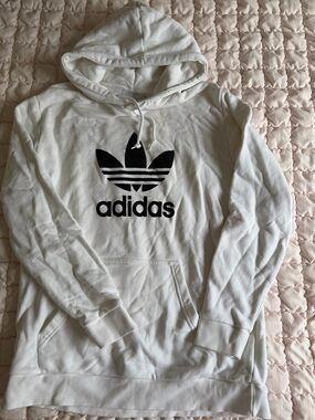 Adidas White Hoodie with Black Trefoil Logo